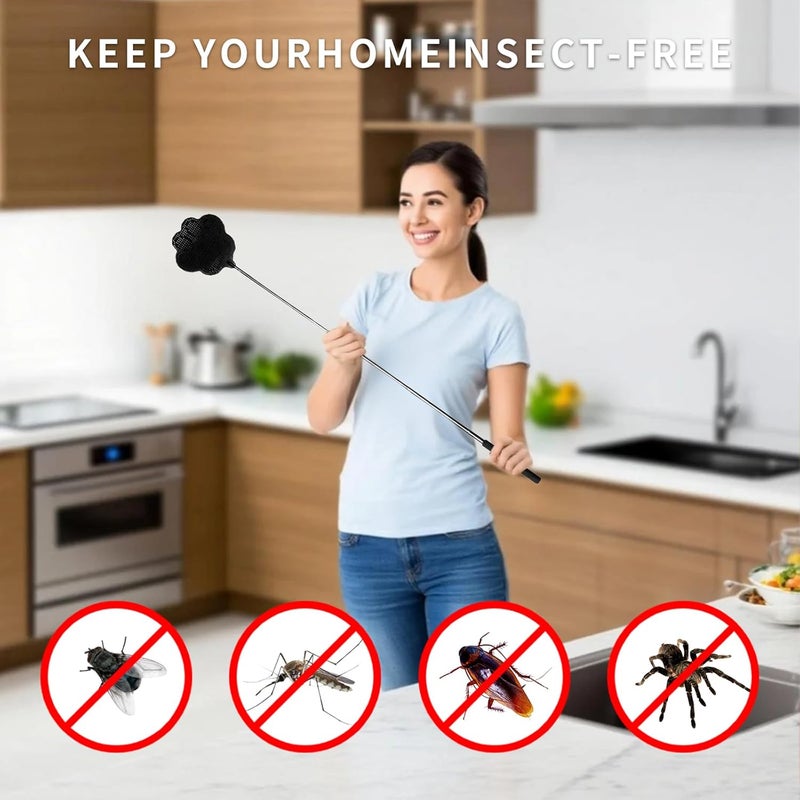 redtrout Fly Swatter, Elescopic Fly Swatters, FlySwatter for Indoors with Stainless Steel Handle 1PCS - Image 5